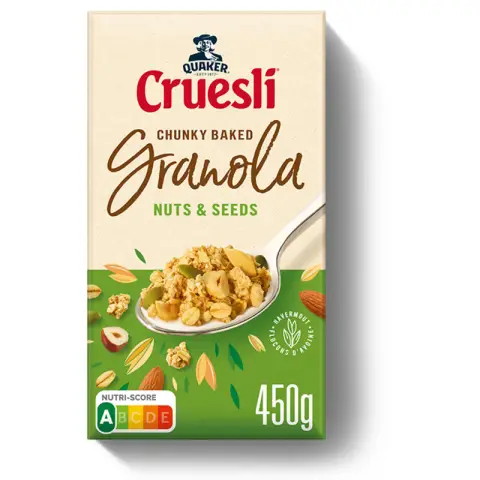 Quaker Cruesli Granola Haferflocken Nüsse Samen 450g