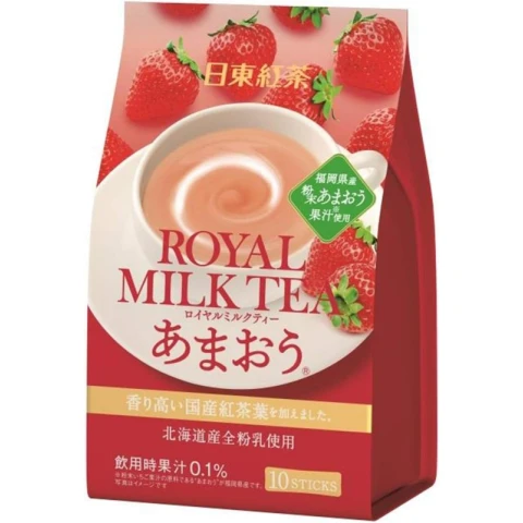 Nitto Instant Amaou Strawberry Milk Tea 112g(14ｇ*8p)/box 日東紅茶 即溶甘王草莓奶茶112g(14ｇ*8p)/盒