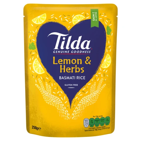 Tilda Steamed Rice Lemon & Herbs 250g