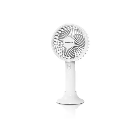 Aigostar Handventilator, 4 Zoll, 3 Flügel, 3 Geschwindigkeiten, 1500 mAh, Weiß