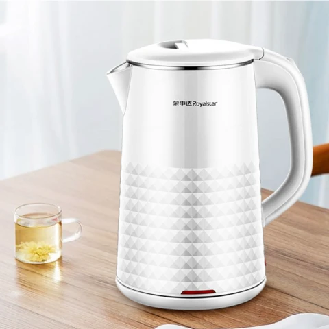 Royalstar Electric Kettle 1.8L 1500W Automatically Stop Stainless Steel 360° Base Kettle White Kettle White