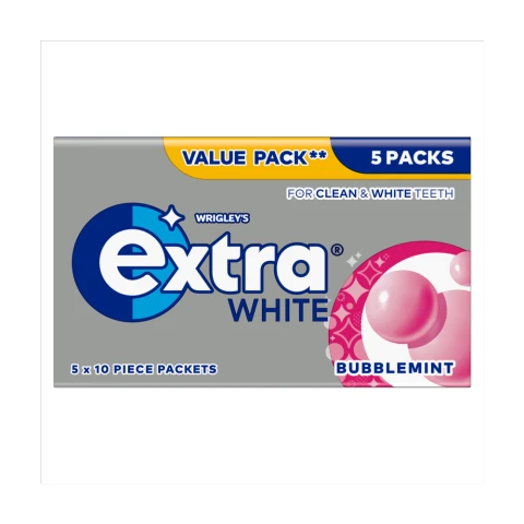 Extra White Bubblemint Chewing Gum 5pk 70g