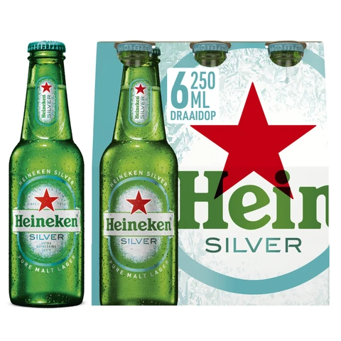 Heineken Silver Bier Draaidop Fles 6 x 250ml