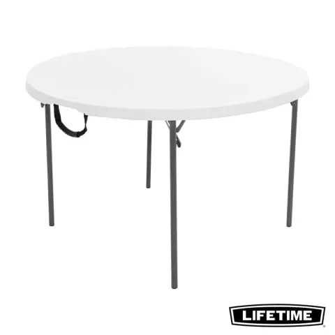 Lifetime 48-Inch/122 cm Round Light Commercial FIH Table (white granite)