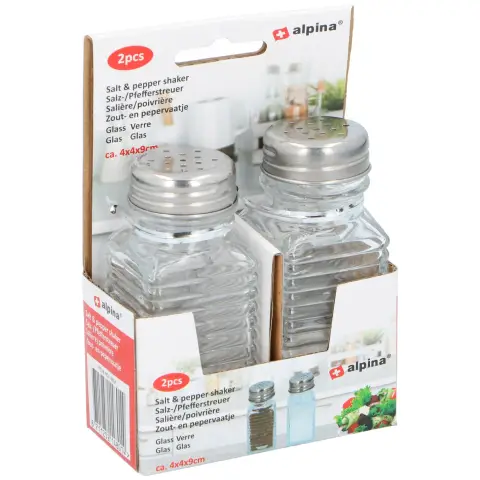 Kleines Glas Salz und Pfefferstreuer