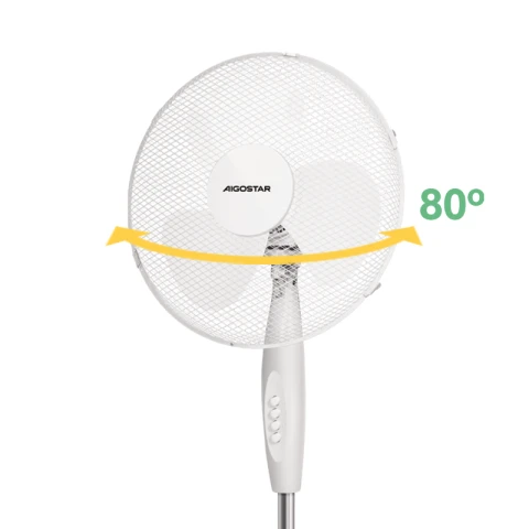 Aigostar CoolBreeze F1250 - Ventilateur sur Pied - 3 Vitesses, Oscillation, Hauteur Réglable CE RoHS