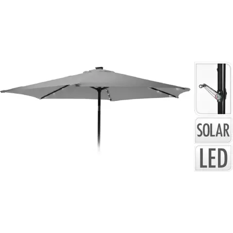 ProGarden Parasol Solar LED 270cm Aluminium Polyester Light Grey