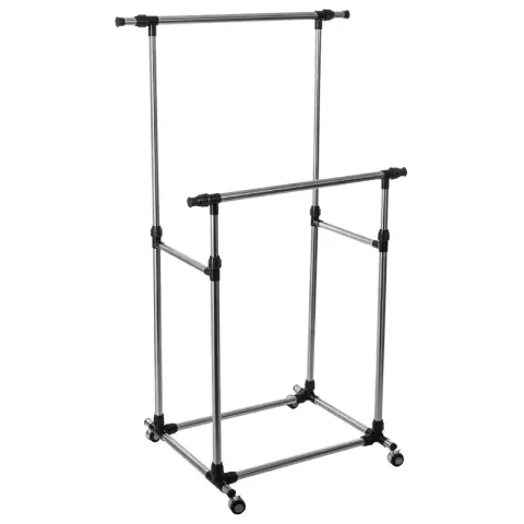 Portant à vêtements extensible double en métal/plastique