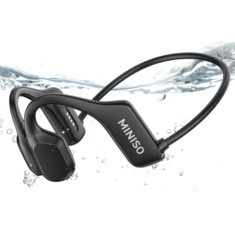 MINISO Open-Ear Wireless Bluetooth Earbuds, 6H Playtime, IPX8 Waterproof - Black