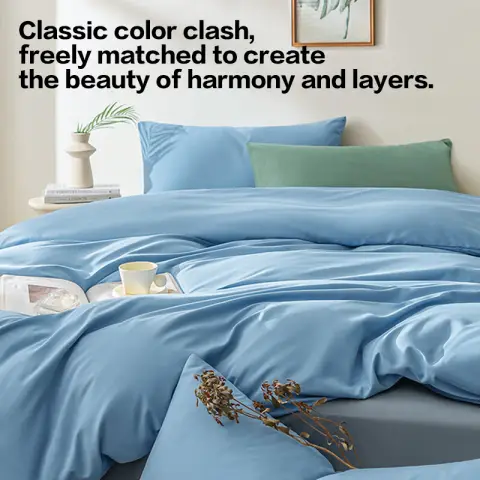 J.Zao Bedding Set - 4pcs - Sky Blue - 1.8m Bed, 120g Blue