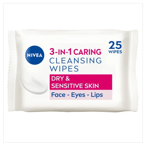 NIVEA 3 In 1 Caring Cleansing Wipes Dry Skin 25 Wipes
