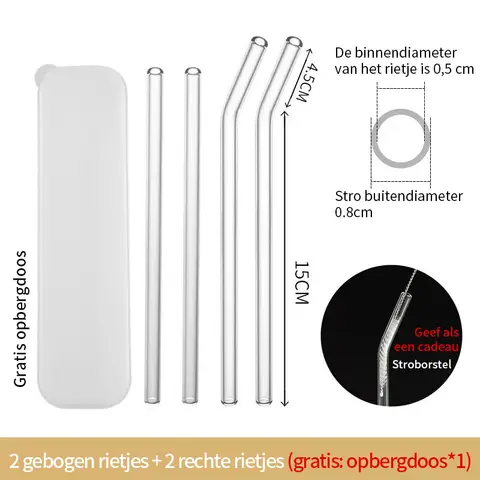 BJ High Borosilicate Glass Straw Set