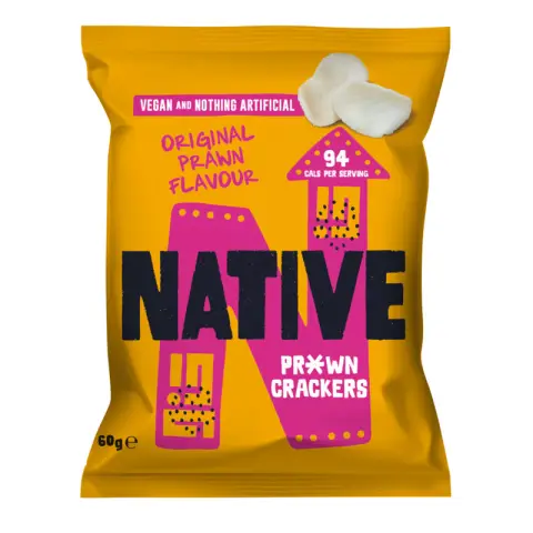 Native Snacks Vegan Pr*wn Crackers Original Prawn Flavour 60g