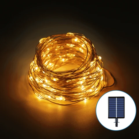 Aigostar Model Koperdraad Sfeerverlichting - Zonne String Lampen - 100LED | 10m | IP65 | Warm Licht Draad (warm)