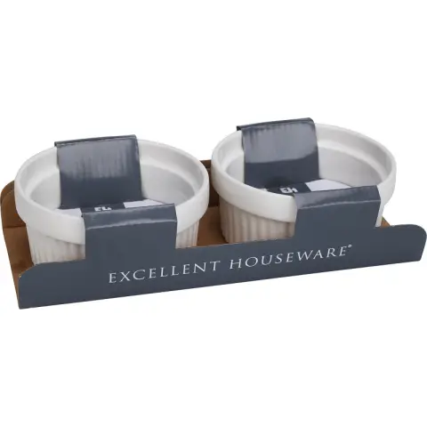 Excellent Houseware Lot de 2 bols à pâtisserie en céramique pour gâteaux 260 ml Blanc