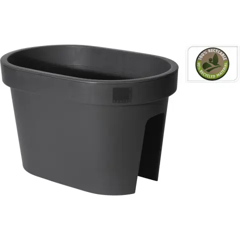 Balcony Planter Flower Pot Recycled Material Black 27*40*25cm