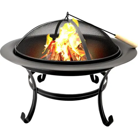 BBQ Collection Heating Fireplace Garden Fireplace with Handles Firewood Patio Fireplace - 77 x 17 x 76 cm - Carbon Steel