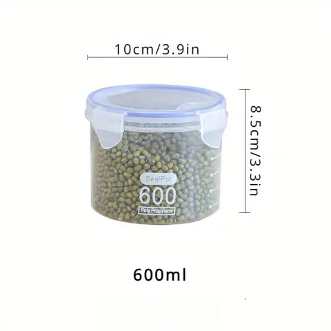 1pc graanopslagtank, plastic graanopslagdoos, voedselopslagpot, luchtdichte tankcontainer 600ML