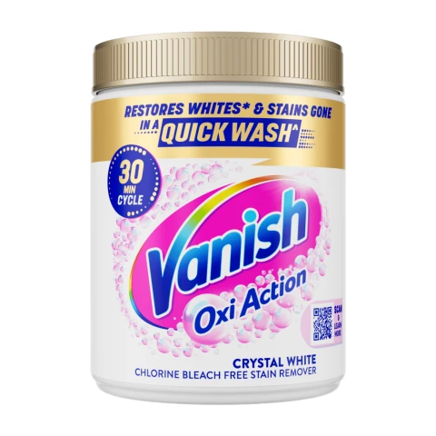 Vanish Gold Oxi Action Crystal White Chlorine Bleach Free Stain Remover Powder, For Whites, 850g
