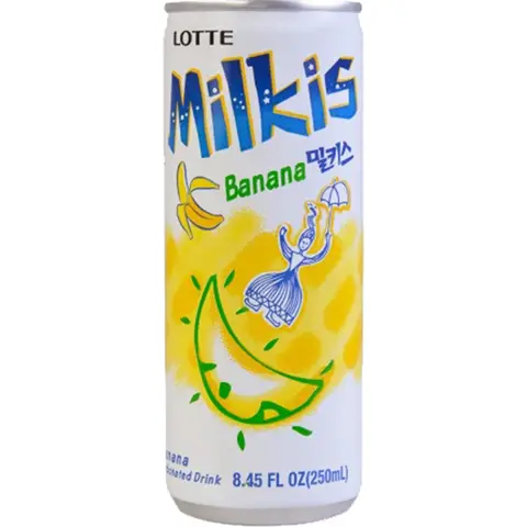 Lotte Milkis Boisson gazeuse au lait saveur banane - 30 x 250 ml