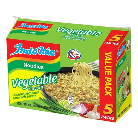 Indomie Instant Noodle Groente 5x75g (EU) Plantaardige smaak 5 pakken