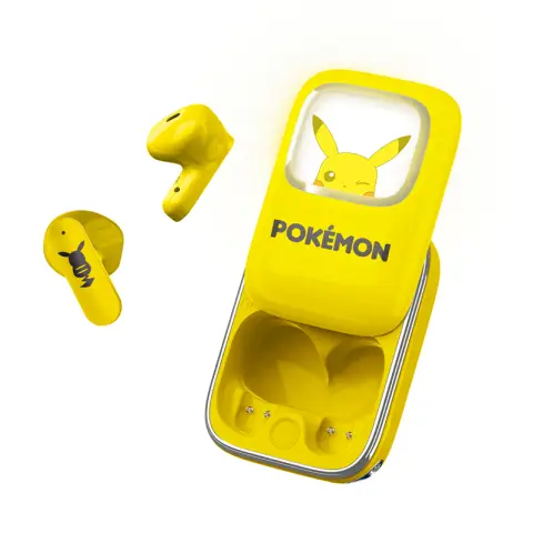 Pokémon Étui coulissant Pikachu avec éclairage LED - Écouteurs TWS pour enfants
