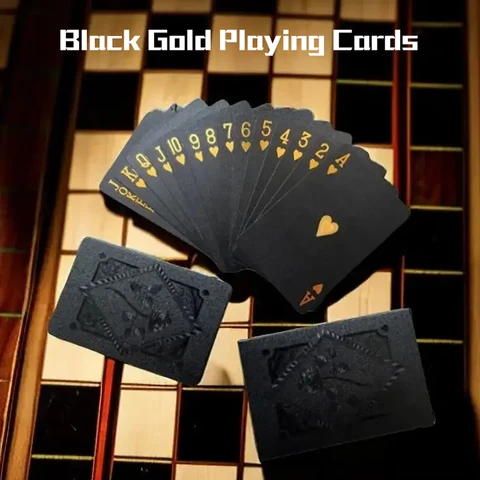 Huacan Texas Tycoon Gold Foil Poker Playing Cards, PET Luxurious Deck for Table Games Texas Hold'em