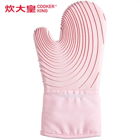 COOKER KING Anti-scalding thickening heat insulation and high temperature resistance baking glove Pink