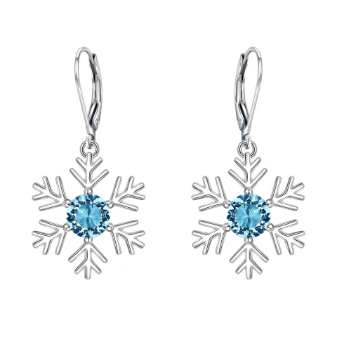 Ever Faith Snowflake Dangle Earrings for Women, 925 Sterling Silver CZ Snowflake Earrings Christmas Jewelry