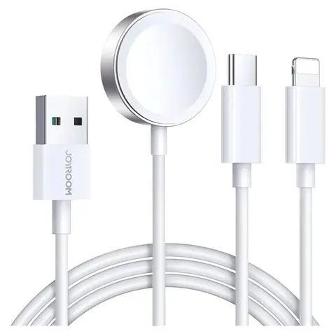 Joyroom 3-in-1 iWatch Magnetisches Wireless Ladegerät 1.2m, Weiß