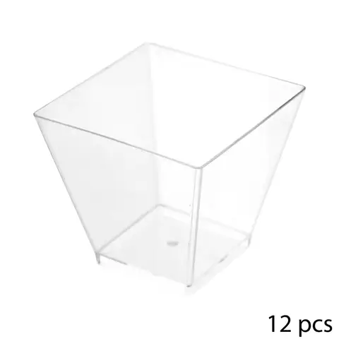 Set of 12 Square Plastic Cocktail Glasses 6cl