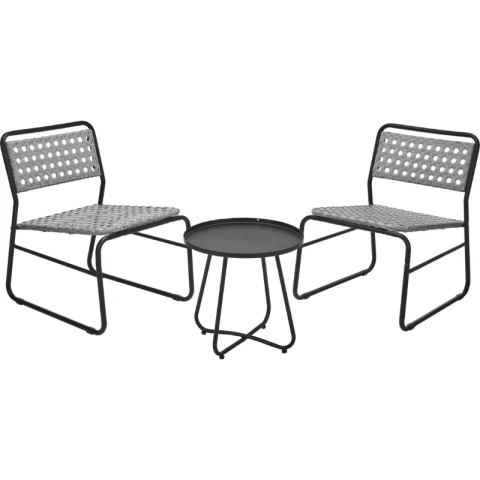 Ensemble de jardin 3 pièces en rotin synthétique gris