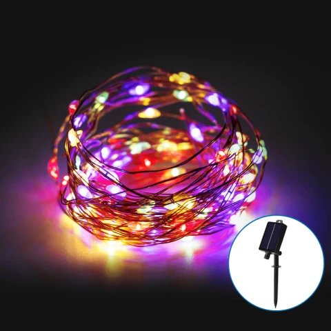 Aigostar Solar Slingerlicht - Koperdraad | 10m | Meerkleurig | IP65 Draad (kleur)