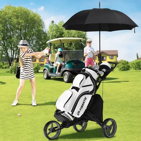 Costway Chariot de golf pliable à 3 roues gris