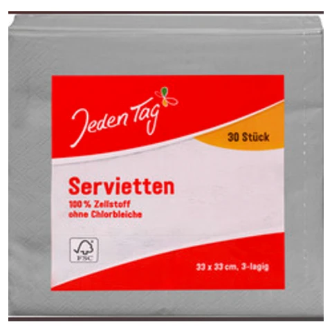 Jeden Tag Servietten 33x33cm koala grau 3lg