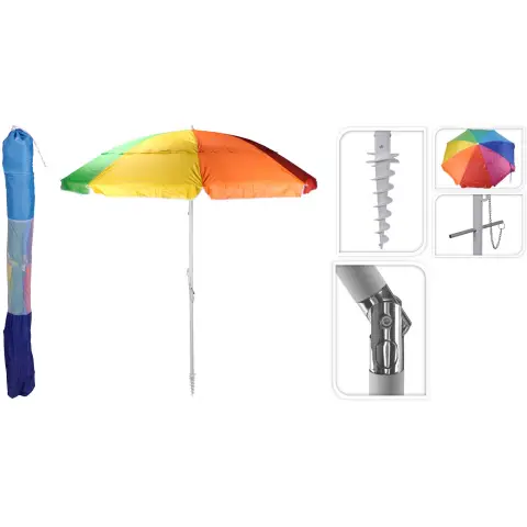 Parasol Umbrella Polyester Surface Aluminum Pole 220cm