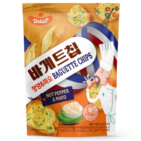 Delief Chips Baguette saveur piment Cheongyang & mayo (jaune d’œuf) 70 g