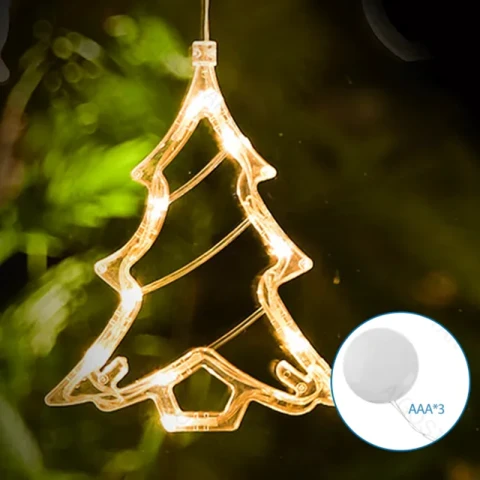 Aigostar Kerstboom String Lights Warm White 10LED Batterij aangedreven hanger met zuignap Kerstboom