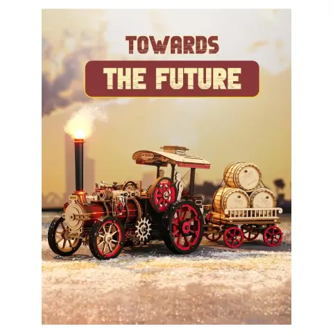 Robotime ROKR Steam Engine 3D Wooden Puzzle Building Toys 36 x 12 x 14.6 cm 1PC