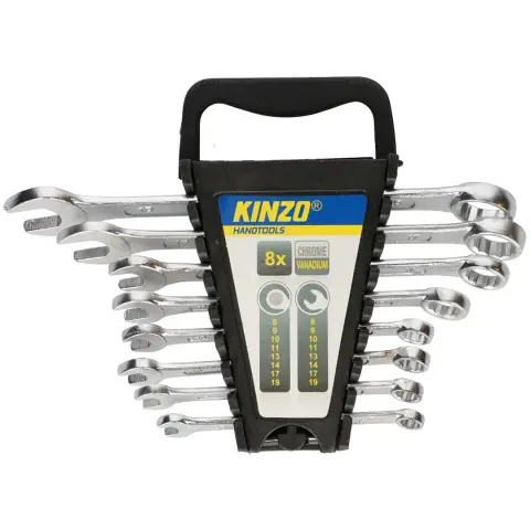 Kinzo 8-tlg. Maulschlüssel-Set Kombi - Verschiedene Größen 8-19 mm