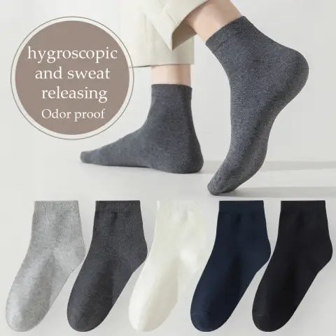 5 Paar bequeme einfarbige Baumwollsocken für Herren