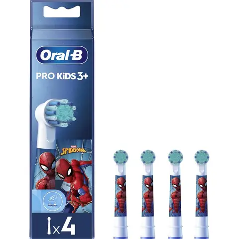 ORAL-B EB 10-4 Kinder Spiderman Vervangende Borstelkoppen (4 st) - Zachte haren Kindvriendelijk