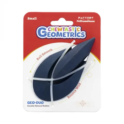 PetDreamHouse Chewtastic Geometrics Interaktives Spielzeug aus Naturkautschuk, Geo-Duo