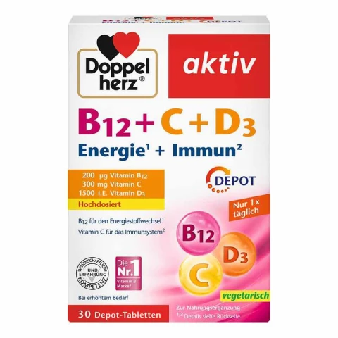 Doppelherz Aktiv Vitamin B12 + C + D3 30 Tabletten