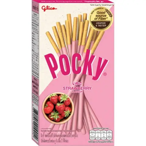 Pocky Glico Bâtonnets de Biscuit Fraise Chocolat 45 g