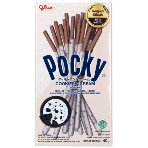 Pocky Biscuits en bâtonnets Pocky de Glico, saveur biscuits et crème, 40 g