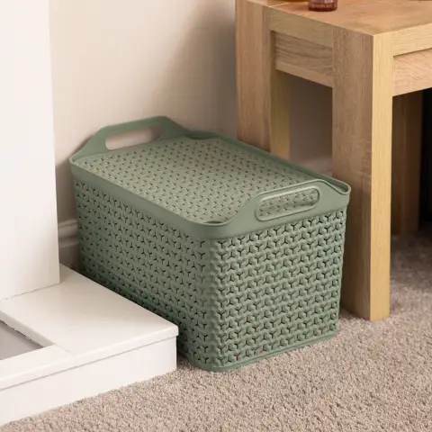 Large Urban Store Basket with Lid - 24L- Lily Pad Green