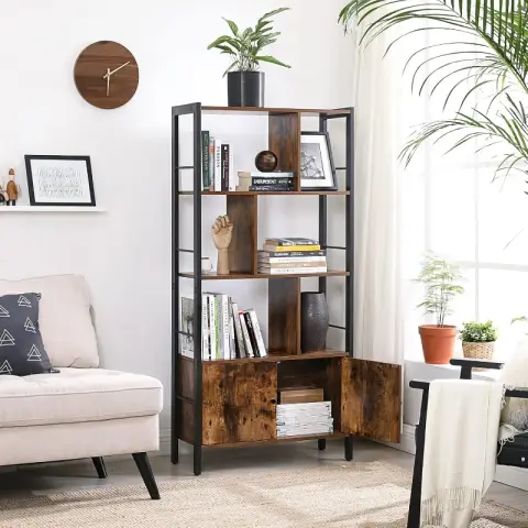 VASAGLE 4-Tier Door Storage Shelf Adjustable Anti-Tip Industrial Bookcase