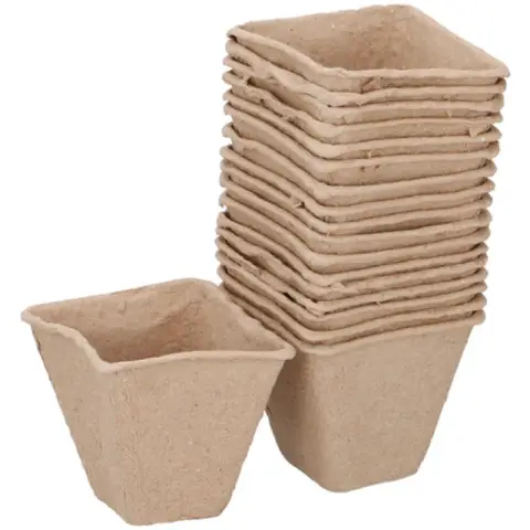 Kinzo Garden Biodegradable Fiber Flower Pots 18 Pieces - Outdoor - Environmentally Friendly - Flowerpot - Biodegradable - Easy to Use 2as