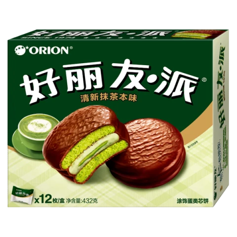 ORION CHOCO PIE 12PCS (GREEN TEA FLAVOUR)  432g 好丽友派清新抹茶味 12枚 432g